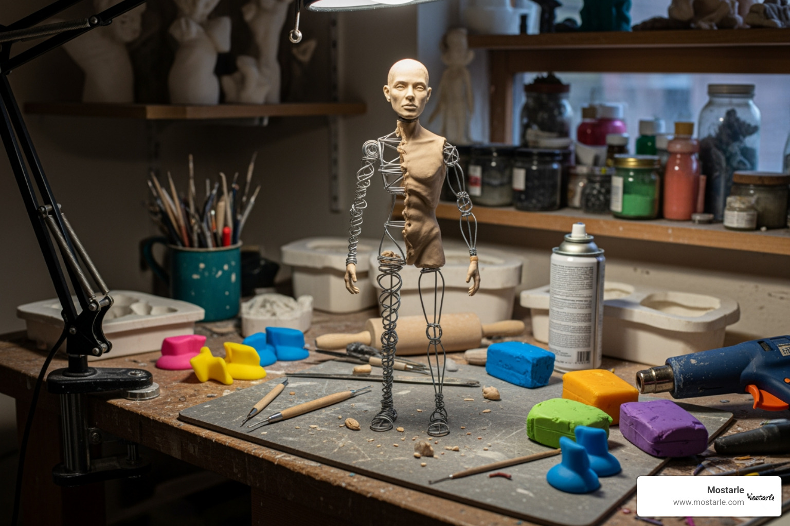 polymer clay figure on aluminum armature - aluminum wire for sculpting