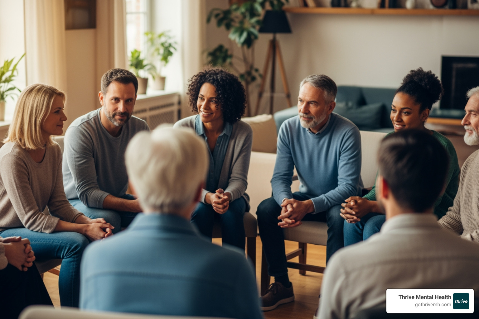 diverse group of people in a supportive group therapy setting - art therapy for self awareness