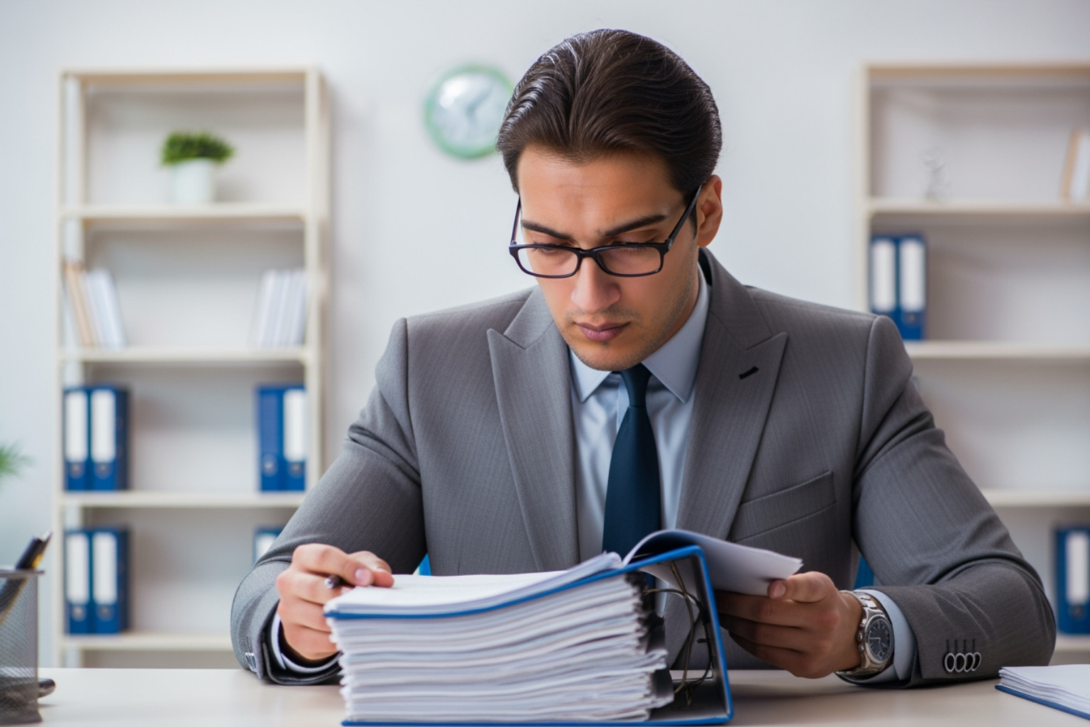 Investigator Reviewing Documents In A Neutral Setting - Workplace Investigations Investigator Reviewing Documents In A Neutral Setting - Workplace Investigations