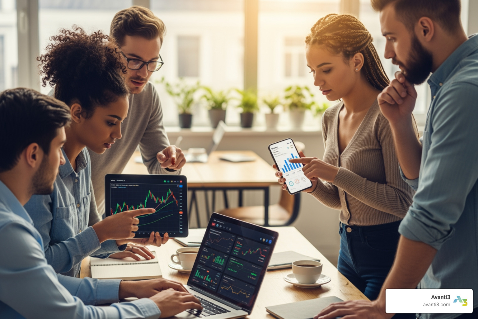 diverse group of young investors interacting with digital financial tools - digital engagement platform for wealth managers diverse group of young investors interacting with digital financial tools - digital engagement platform for wealth managers