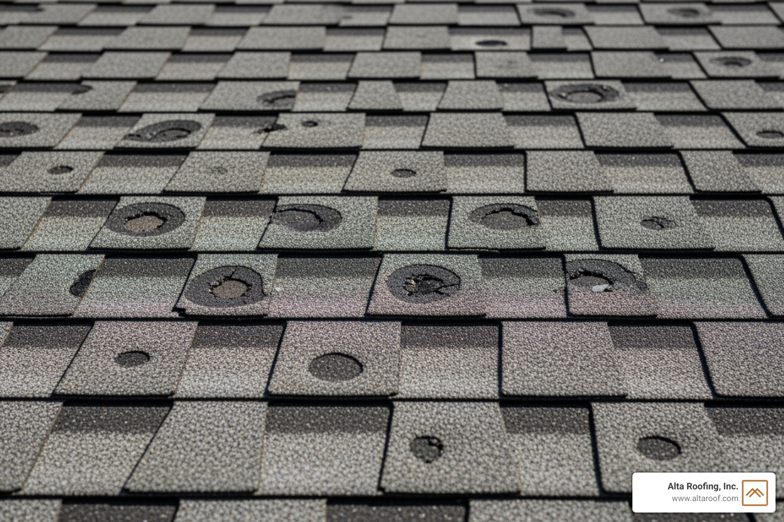 Hail damage on an asphalt shingle roof - roofers colorado