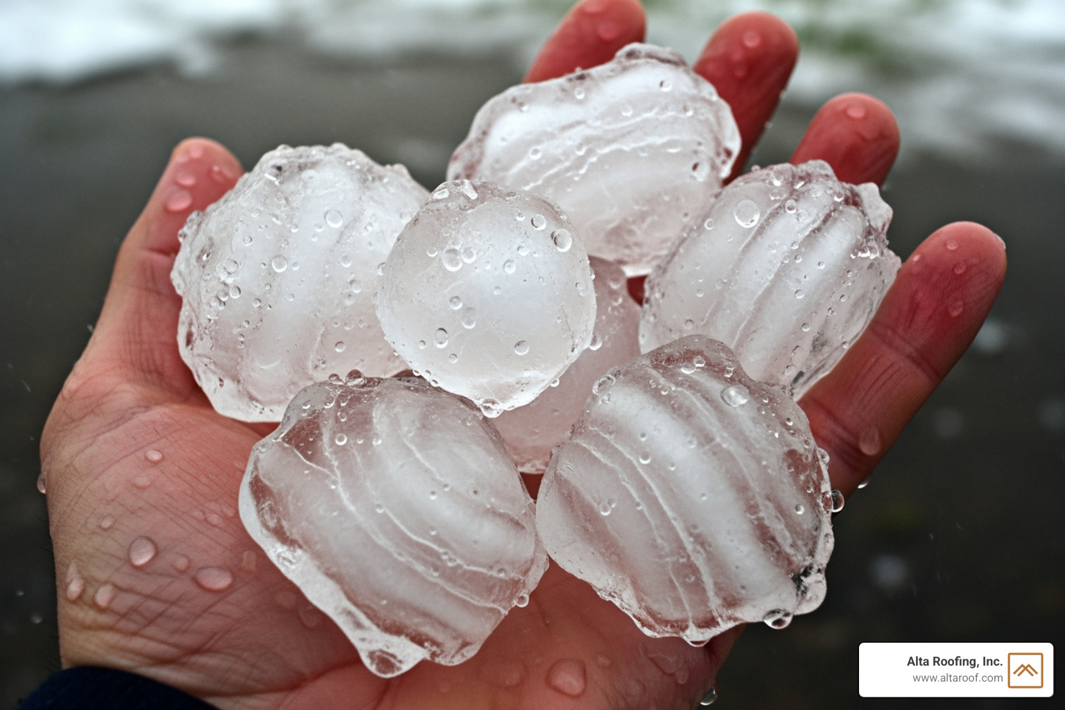 large hailstones in hand - hail damage Fort Collins large hailstones in hand - hail damage Fort Collins