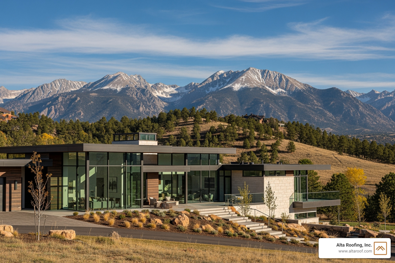 Colorado Springs home with mountain backdrop - Colorado Springs roofing contractor