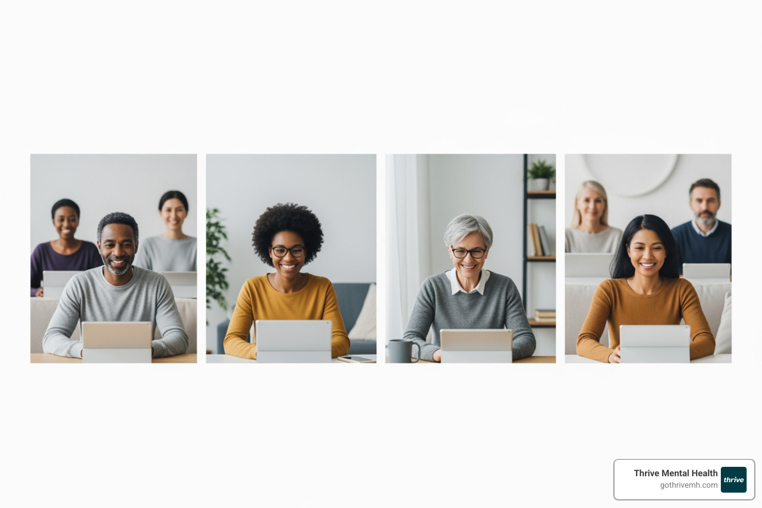 Diverse group in virtual therapy session, Florida. - virtual iop florida