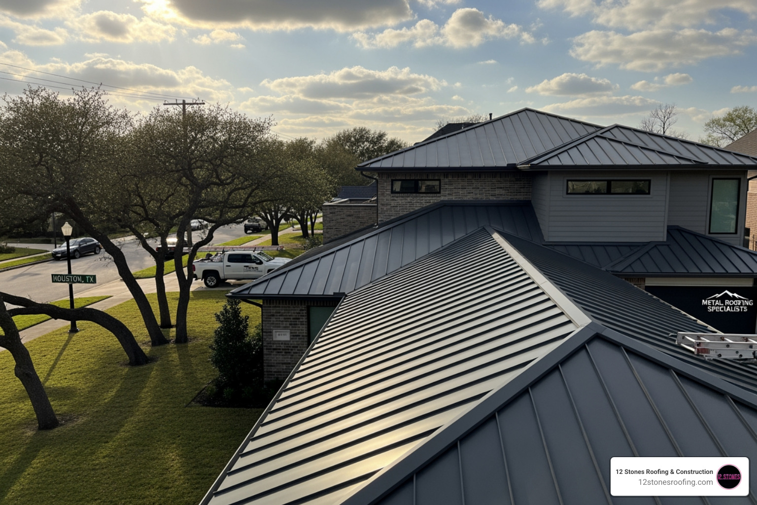 Homeowner smiling at electricity bill with metal roof - houston tx metal roofing Homeowner smiling at electricity bill with metal roof - houston tx metal roofing