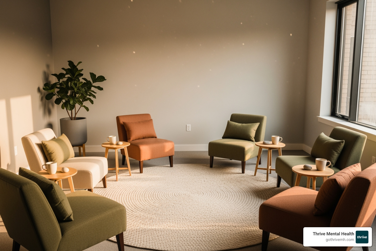calm group therapy room with natural light - what is a partial hospitalization program