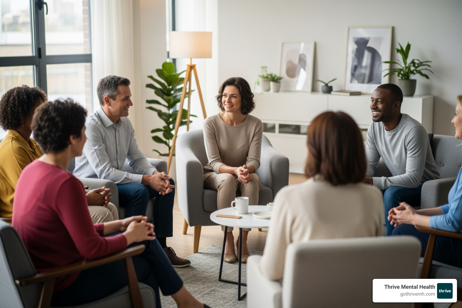 diverse group therapy session (virtual or in-person) - evidence based IOP