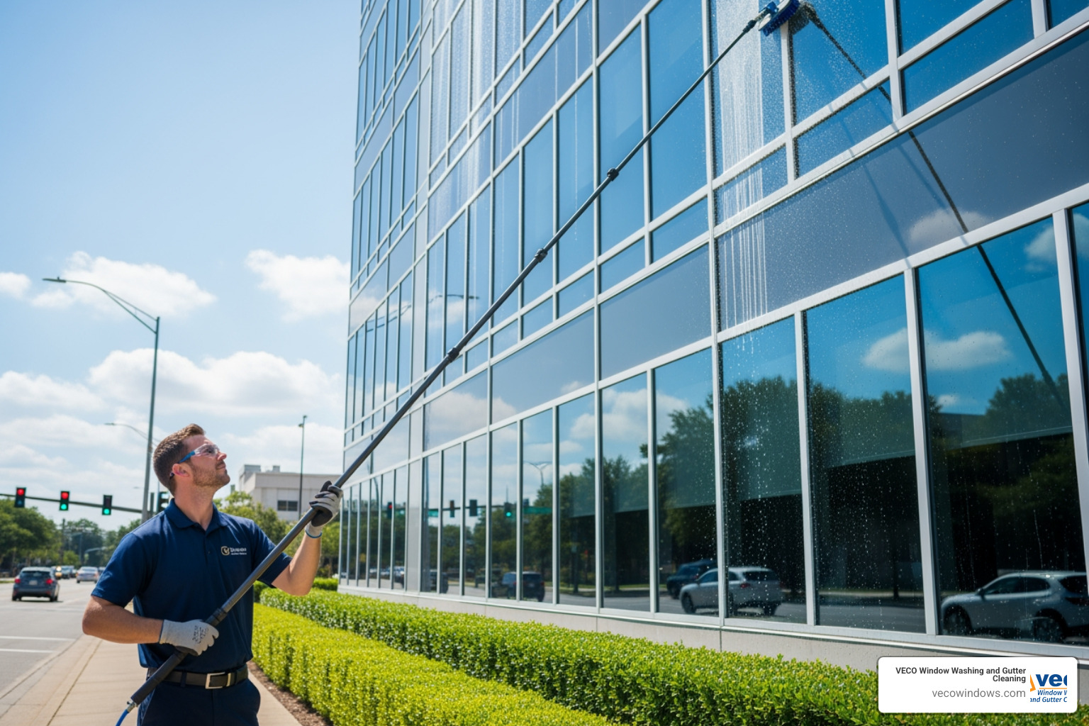 window cleaner with water-fed pole - experienced window cleaner window cleaner with water-fed pole - experienced window cleaner