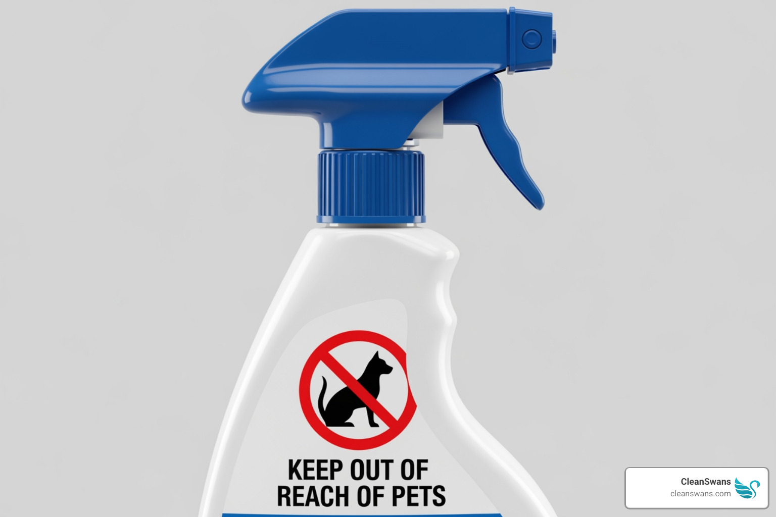 warning label on a generic cleaning bottle with a pet icon crossed out - non toxic floor cleaner for pets