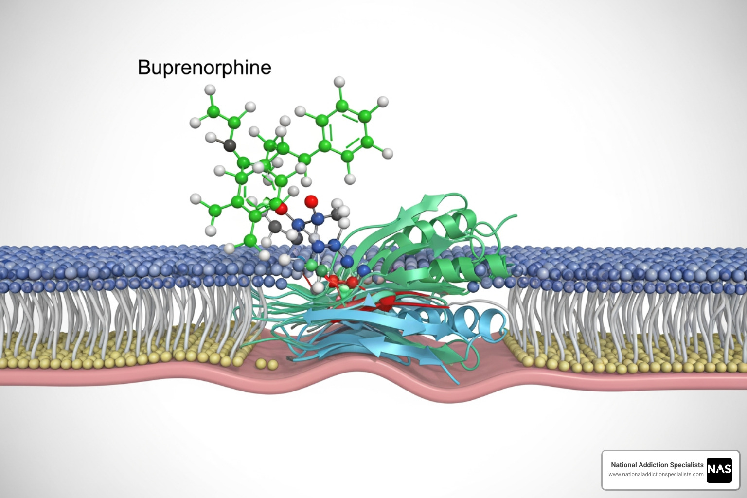 diagram showing how buprenorphine works on opioid receptors in the brain - Online Suboxone Doctors