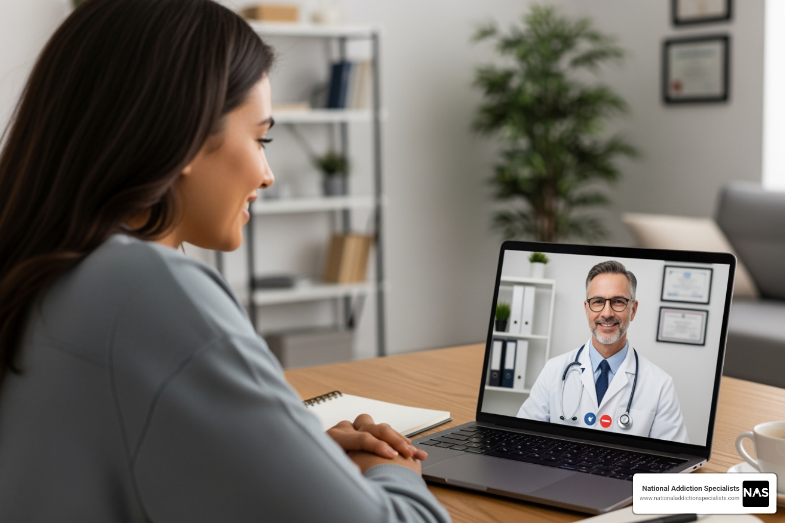 Image of a person on a laptop having a video consultation with a doctor, showing a clear and supportive interaction. - same day suboxone treatment johnson city Image of a person on a laptop having a video consultation with a doctor, showing a clear and supportive interaction. - same day suboxone treatment johnson city