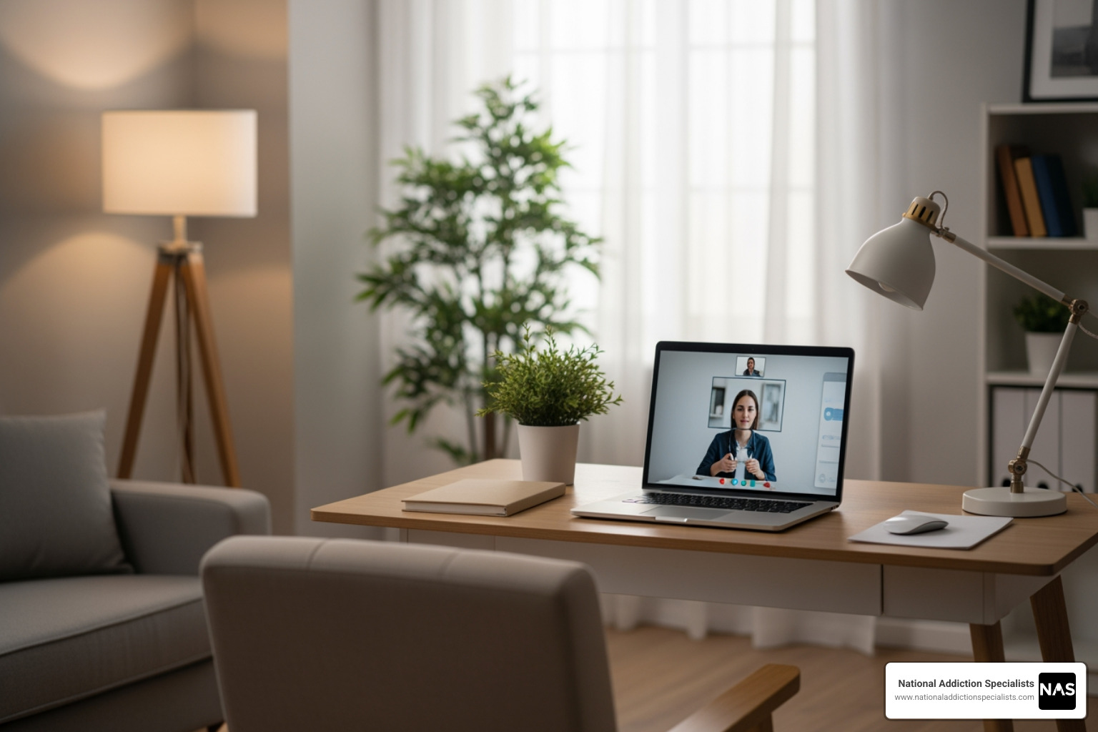 A well-prepared space for a telehealth visit: good lighting, quiet room, device on a stable surface - Telemedicine from home A well-prepared space for a telehealth visit: good lighting, quiet room, device on a stable surface - Telemedicine from home