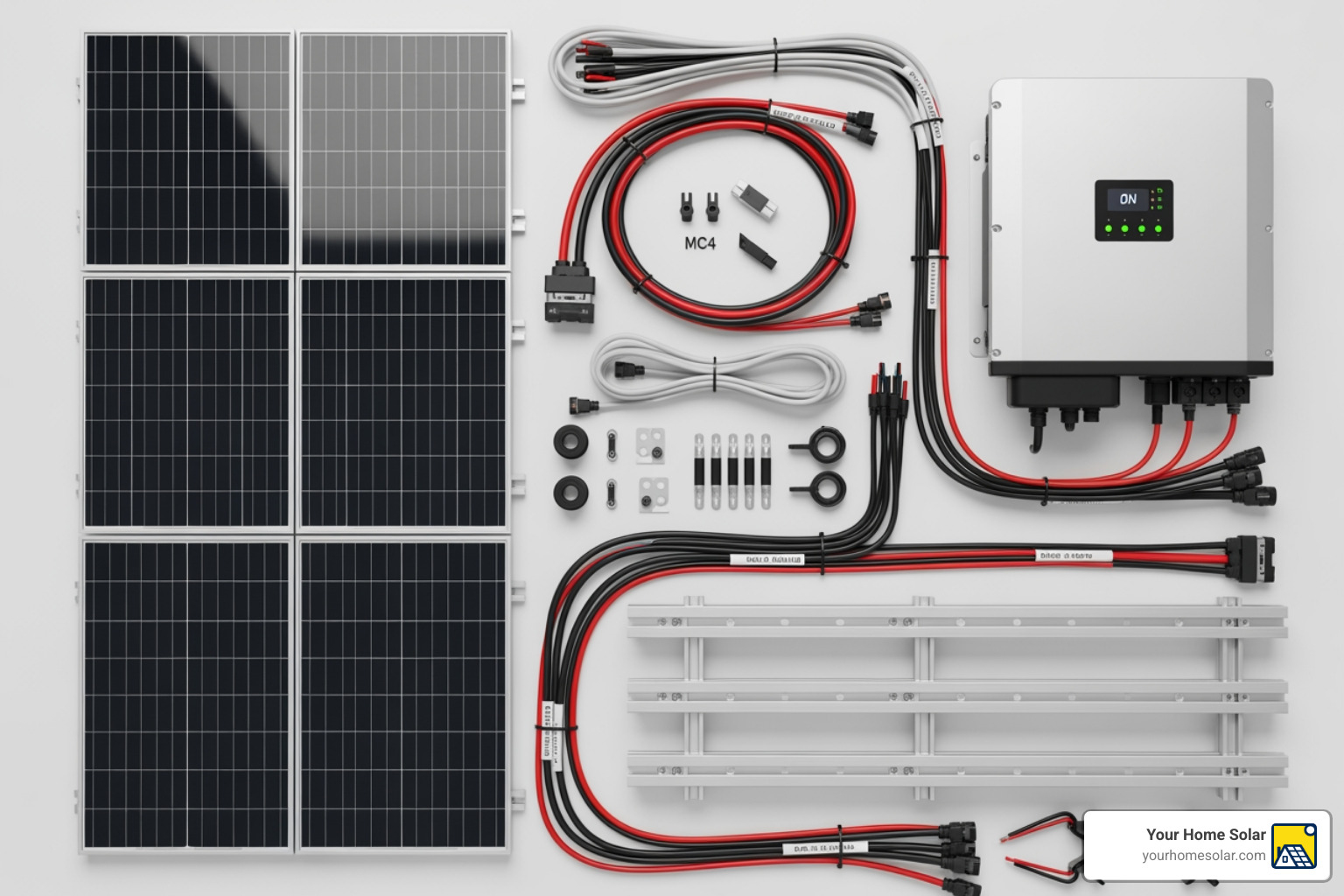 solar system components laid out - Cost of solar panels solar system components laid out - Cost of solar panels