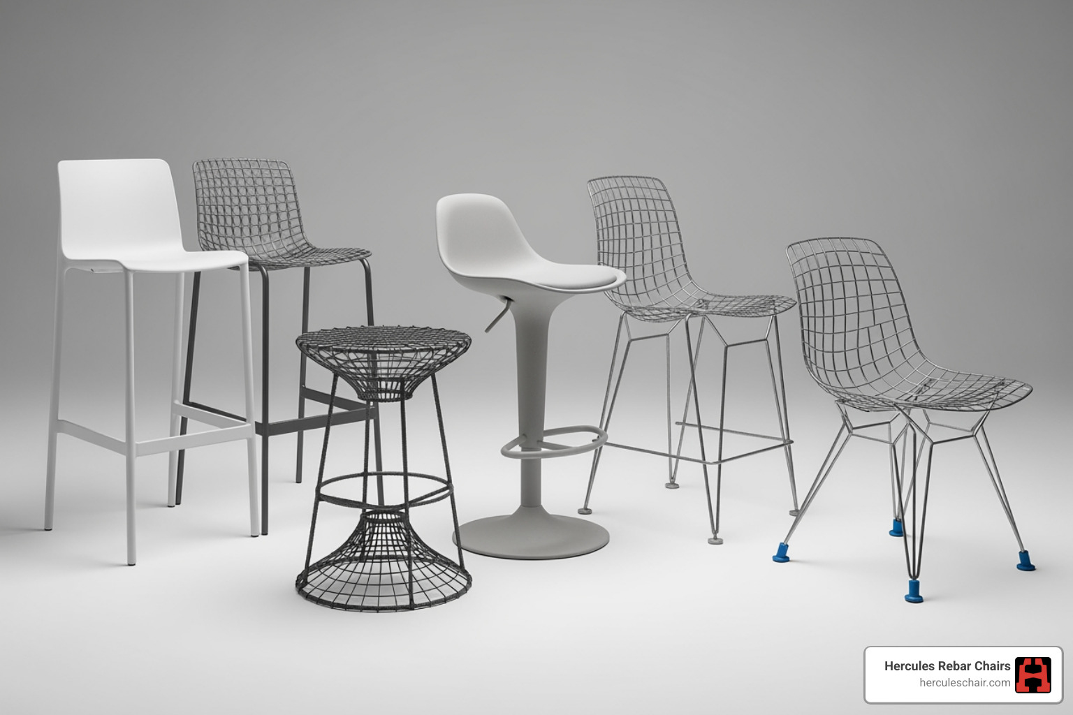various types of rebar chairs side-by-side - concrete rebar support chair