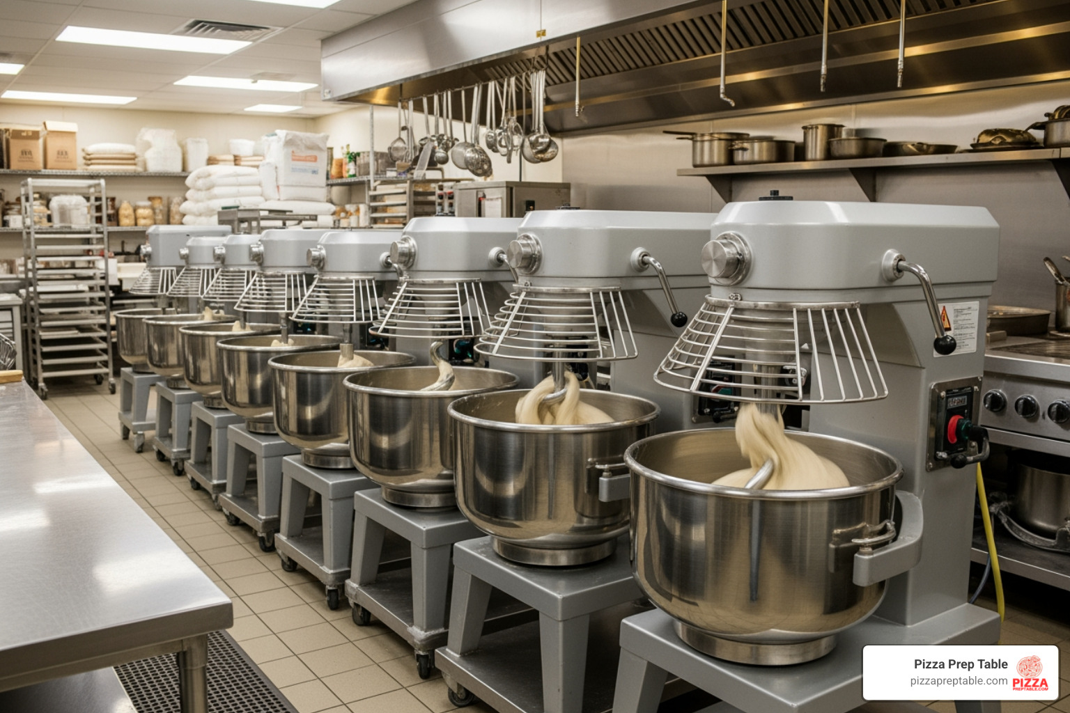 various sizes of spiral mixers side-by-side - spiral dough kneader