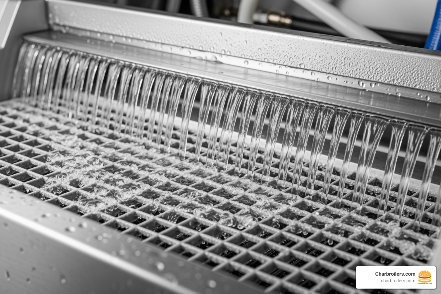 water cascading over a grid-style evaporator plate - how commercial ice makers work