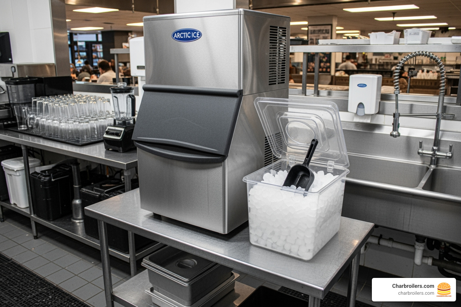 commercial ice maker in restaurant kitchen - how commercial ice makers work