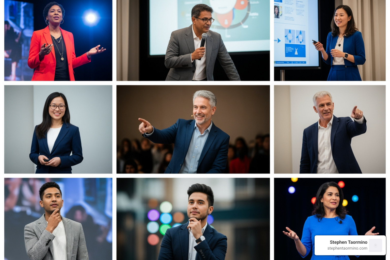 collage of diverse keynote speakers - digital transformation speaker
