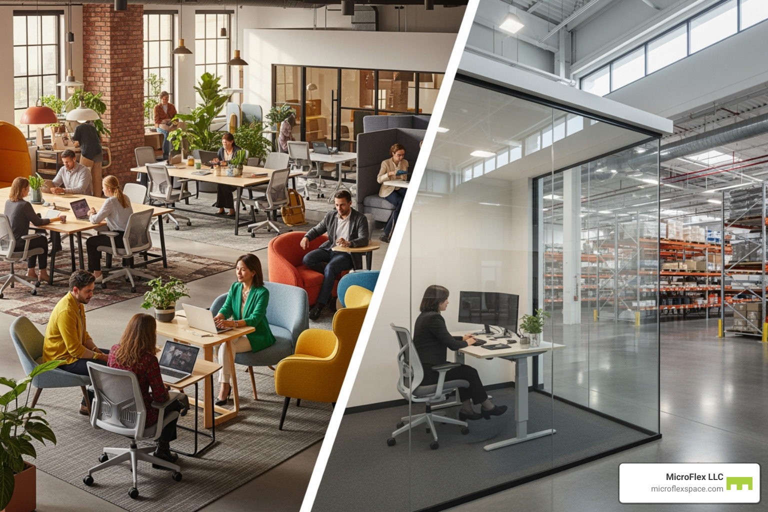 split screen flexible workspace and private office warehouse - Short term office lease split screen flexible workspace and private office warehouse - Short term office lease