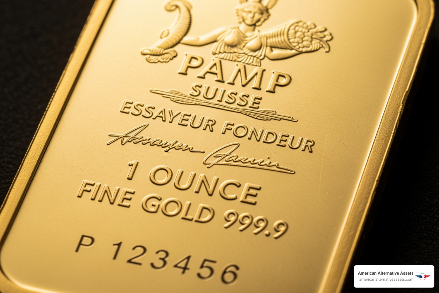 Assay marks on a PAMP Suisse gold bar - 24 carat gold bullion
