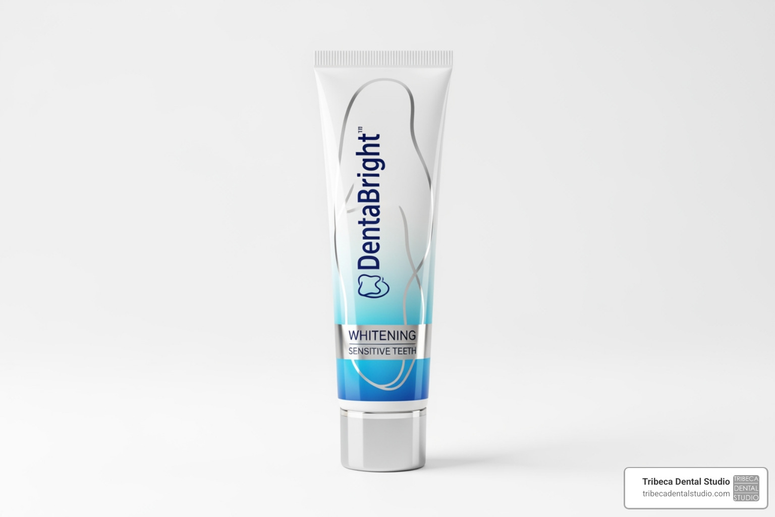 modern-looking tube of whitening toothpaste for sensitive teeth - best whitening for sensitive teeth
