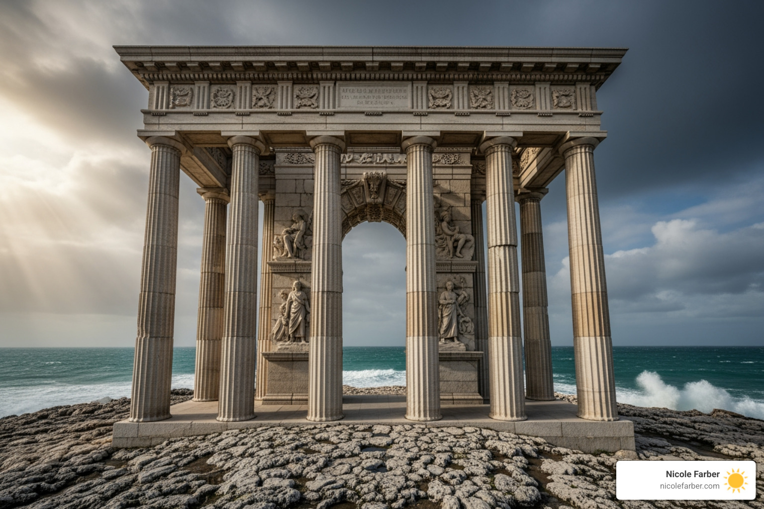 A structure with five strong pillars, each labeled with a key aspect of resilience. - business resilience strategies A structure with five strong pillars, each labeled with a key aspect of resilience. - business resilience strategies