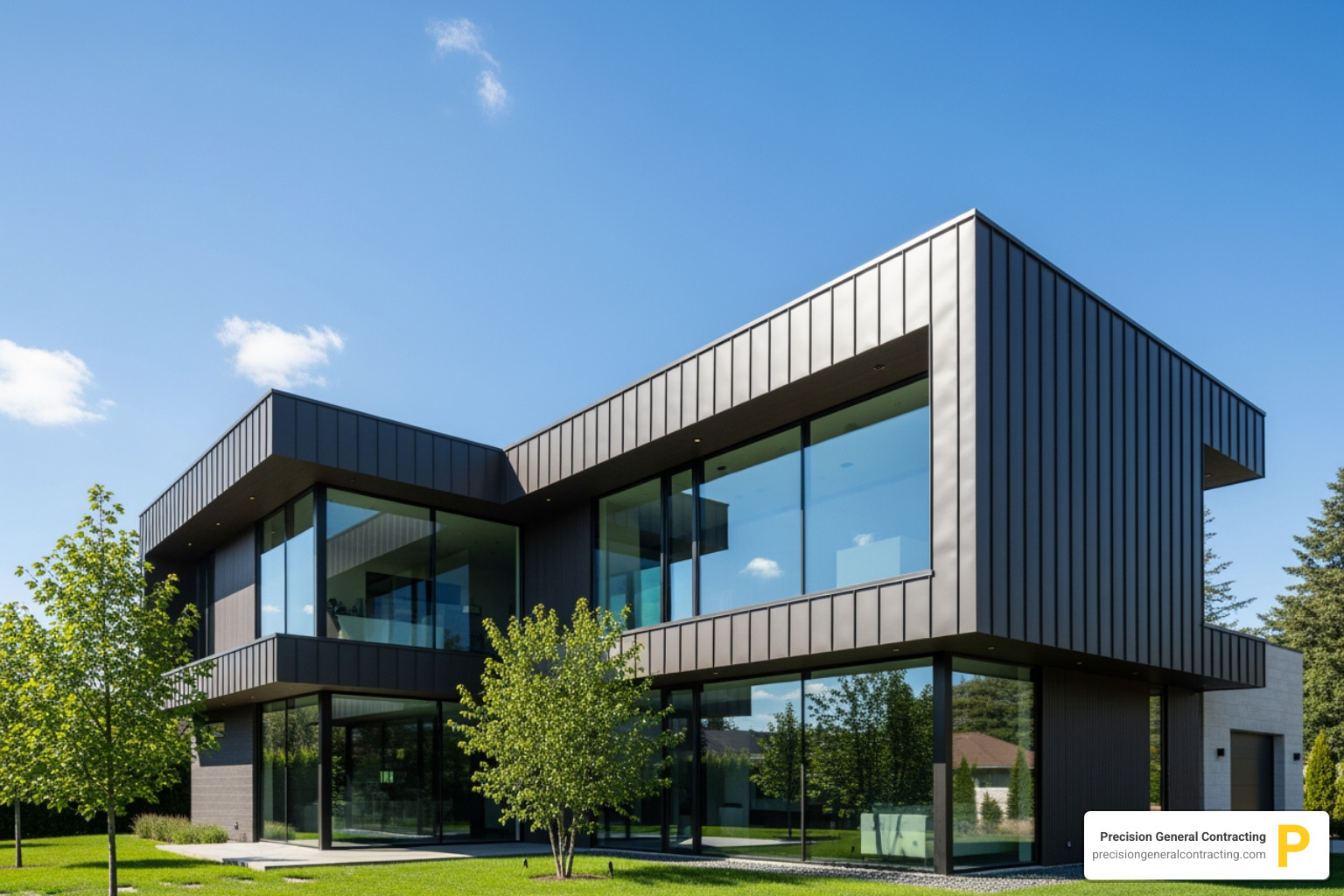 modern home with sleek metal siding - Exterior siding upgrade