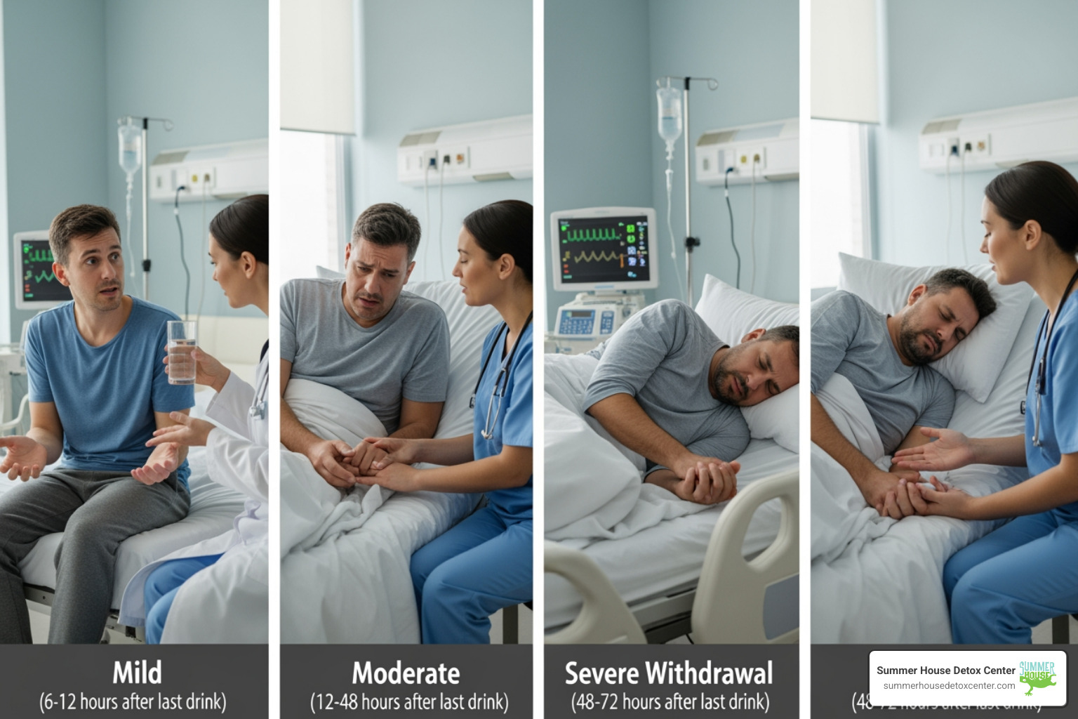 image illustrating the stages of alcohol withdrawal - alcohol detox clinic