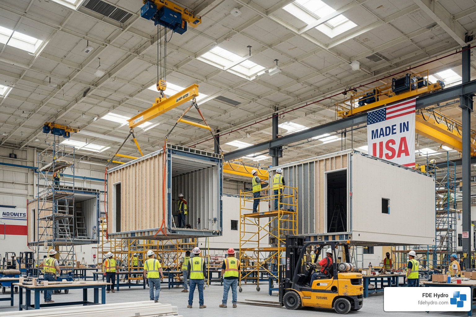 Modules being constructed in a factory setting - Modular building systems Modules being constructed in a factory setting - Modular building systems