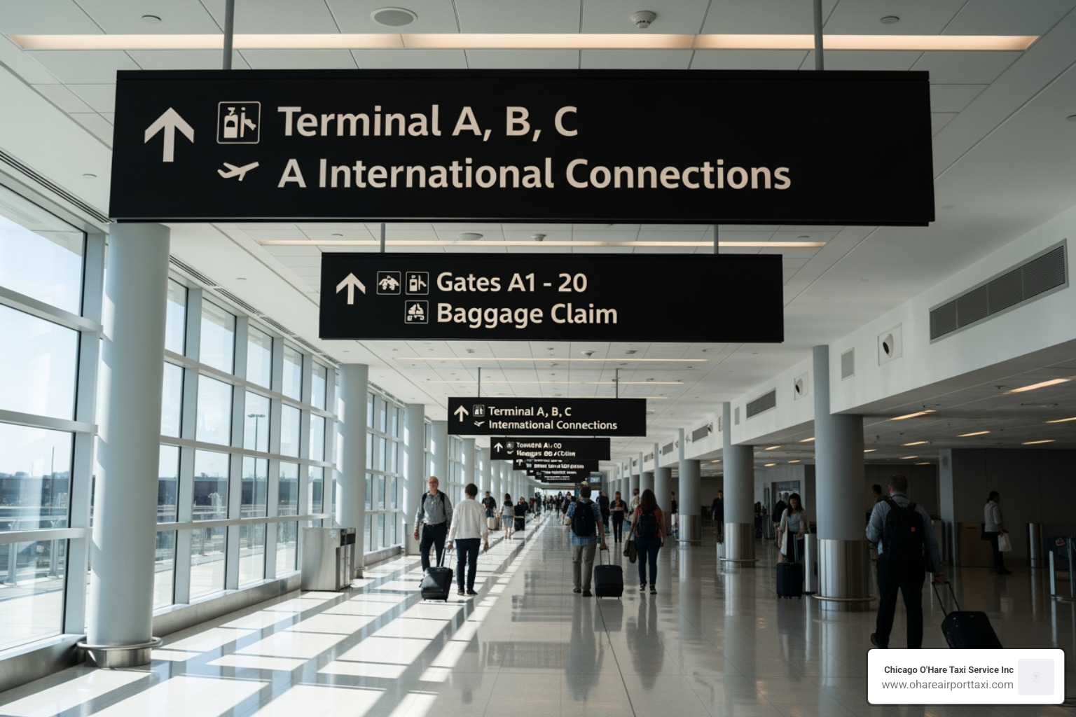 O'Hare airport terminal connections signage - o hare airport transfer between terminals O'Hare airport terminal connections signage - o hare airport transfer between terminals