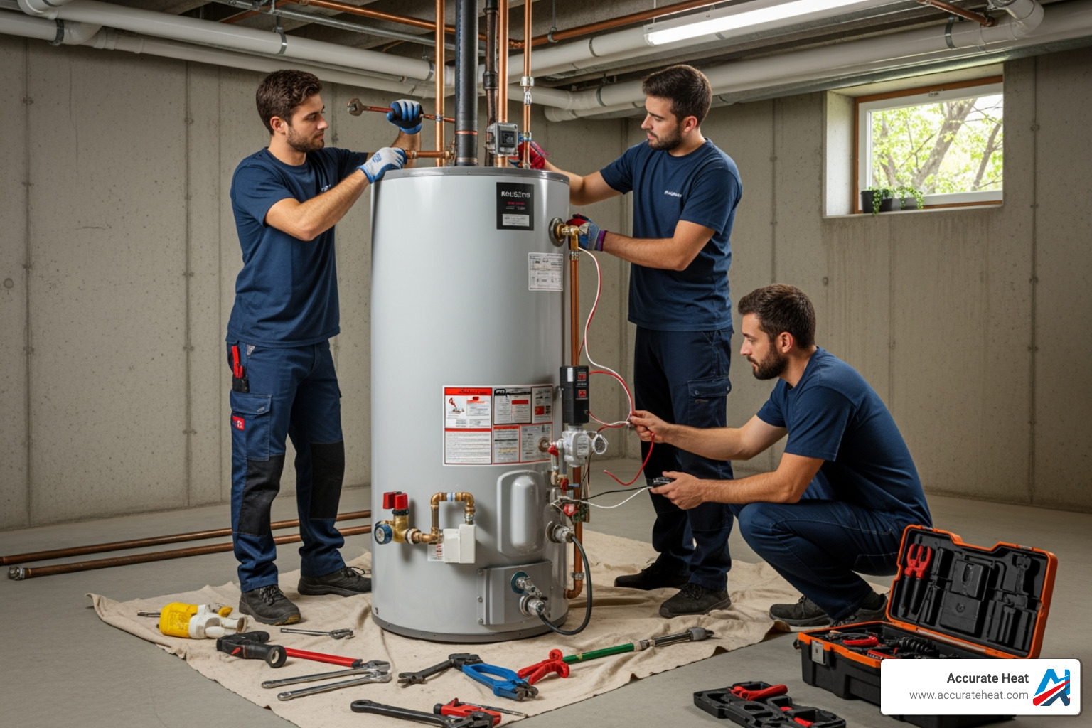 side-by-side comparison of a tank and a tankless water heater - cost of installing new water heater