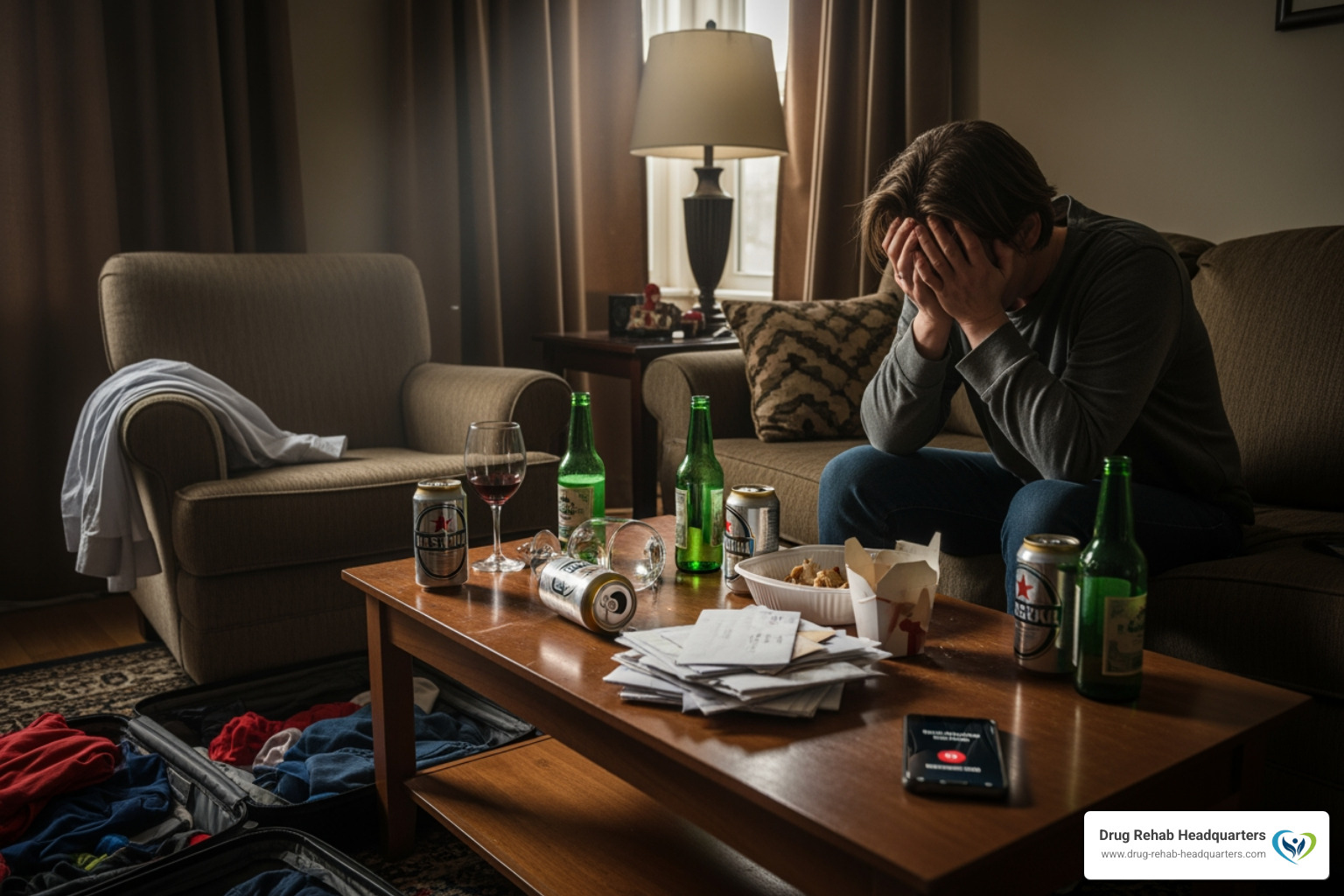 Illustrating the negative impacts of alcohol on daily life - alcohol addiction hotline