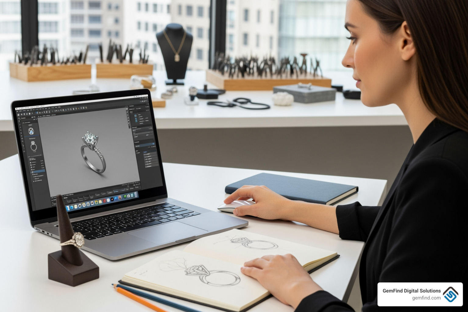 Software interface with a plugin menu highlighted - Custom jewelry design software Software interface with a plugin menu highlighted - Custom jewelry design software