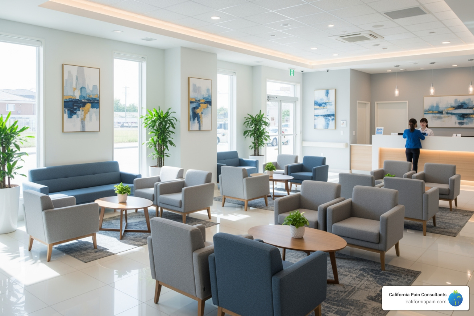 a clean and modern clinic waiting room - pain clinics in la mesa california