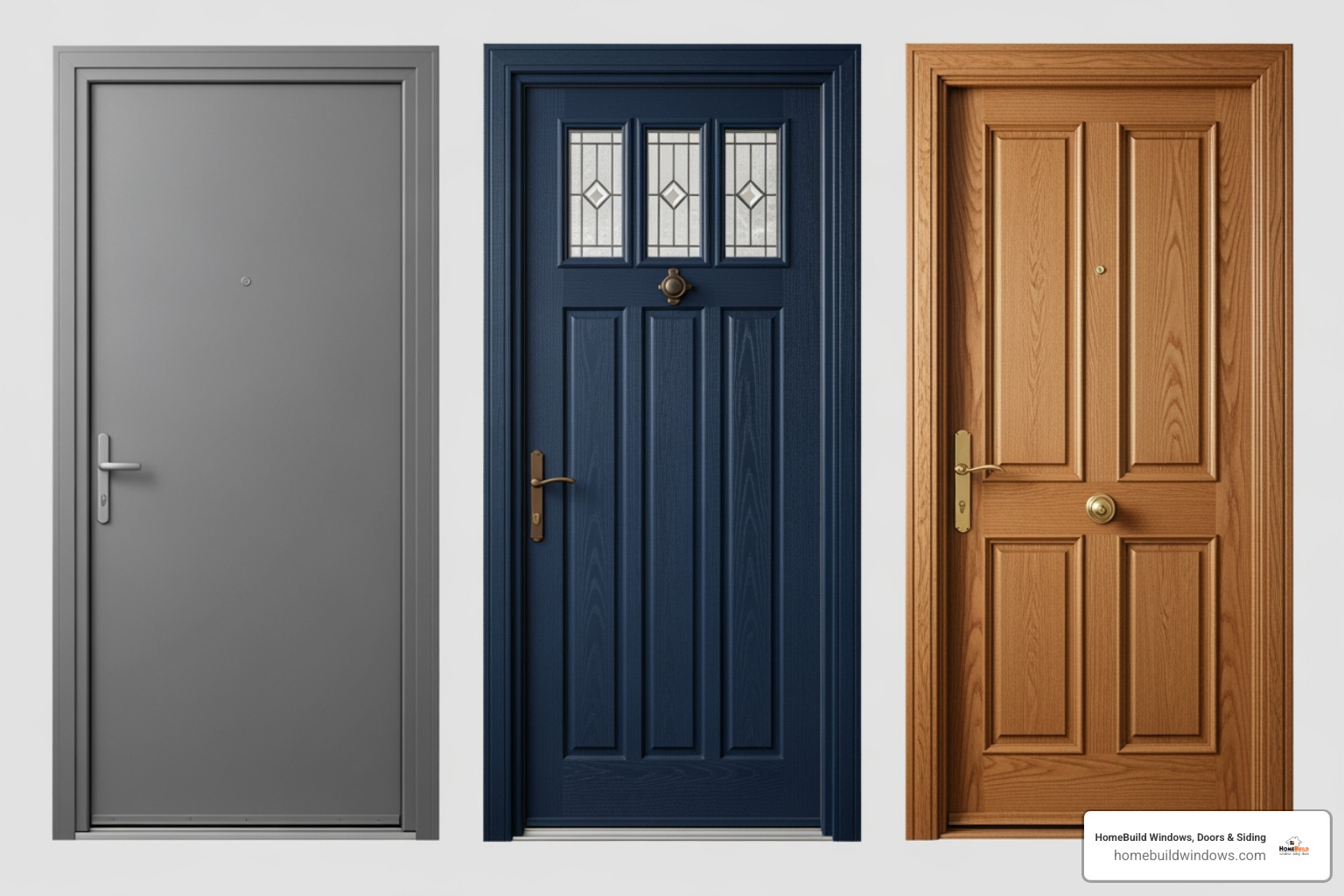 different door materials like steel, fiberglass, and wood side-by-side - replacement doors exterior cost