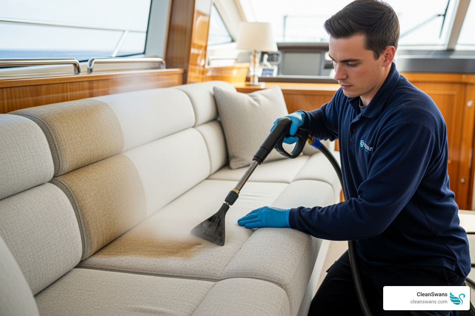 professional steam cleaning yacht upholstery - mega yacht cleaning