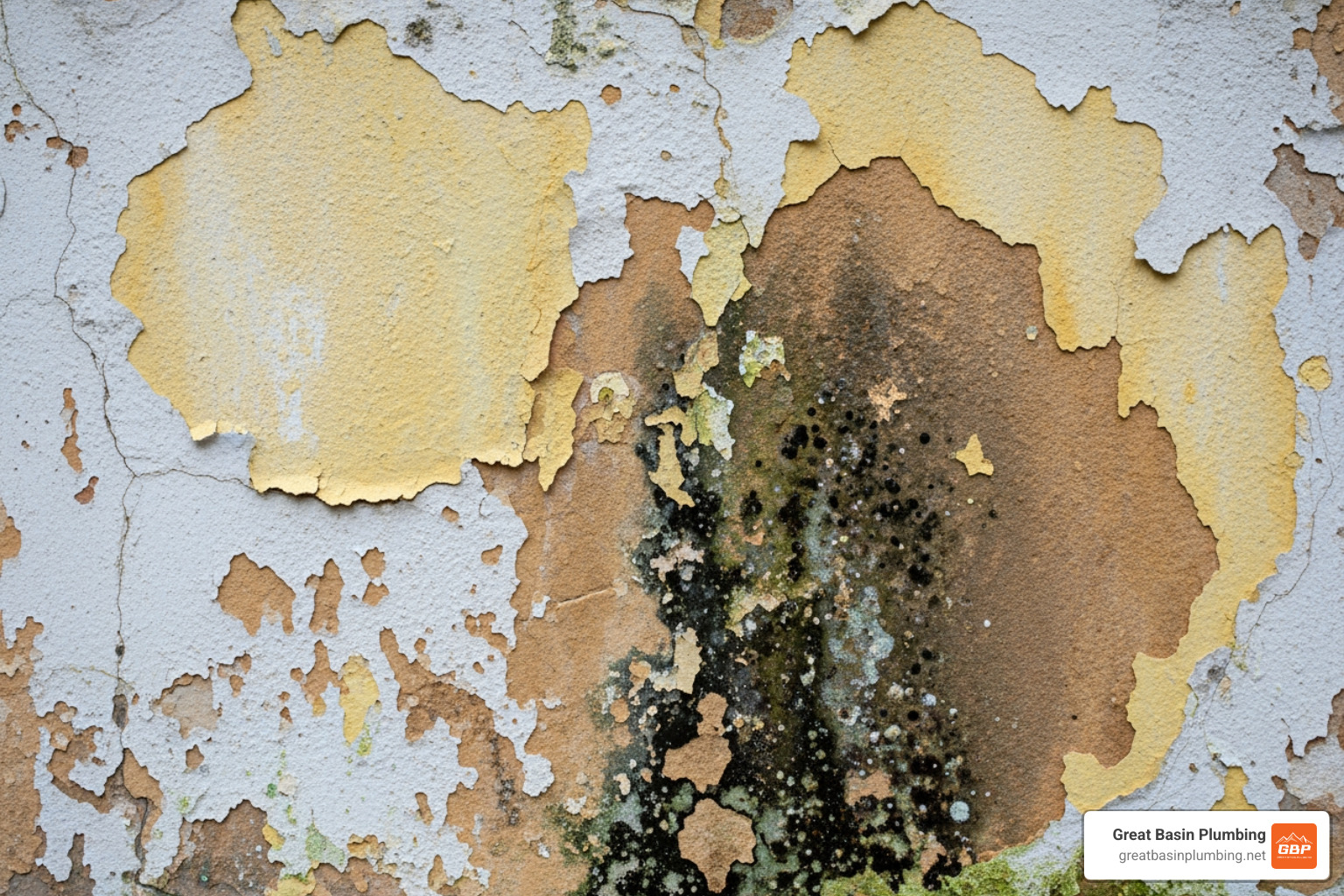 Significant water damage and mold on a wall - water leak detection contractors