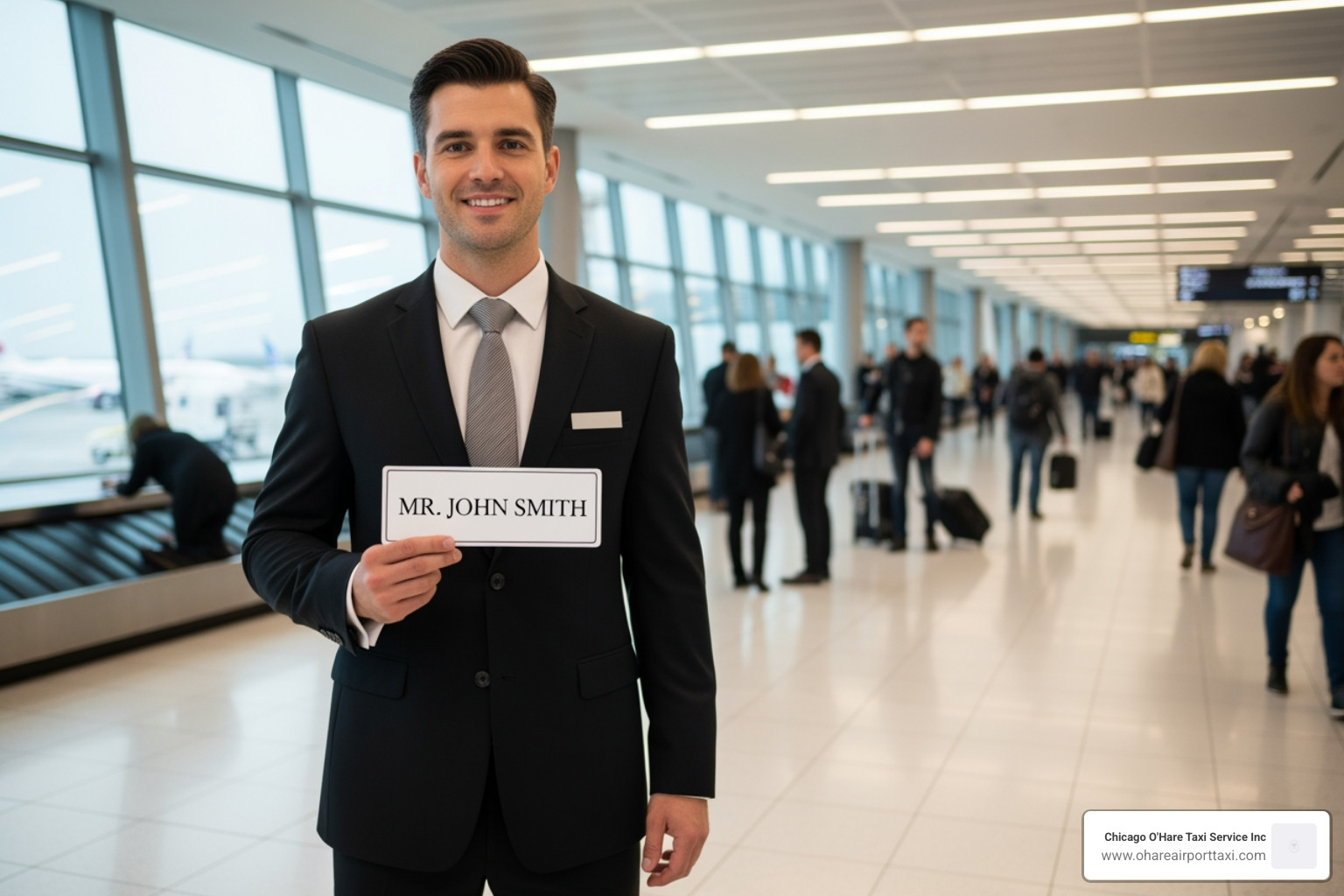 professional chauffeur holding a welcome sign - Reliable airport service professional chauffeur holding a welcome sign - Reliable airport service