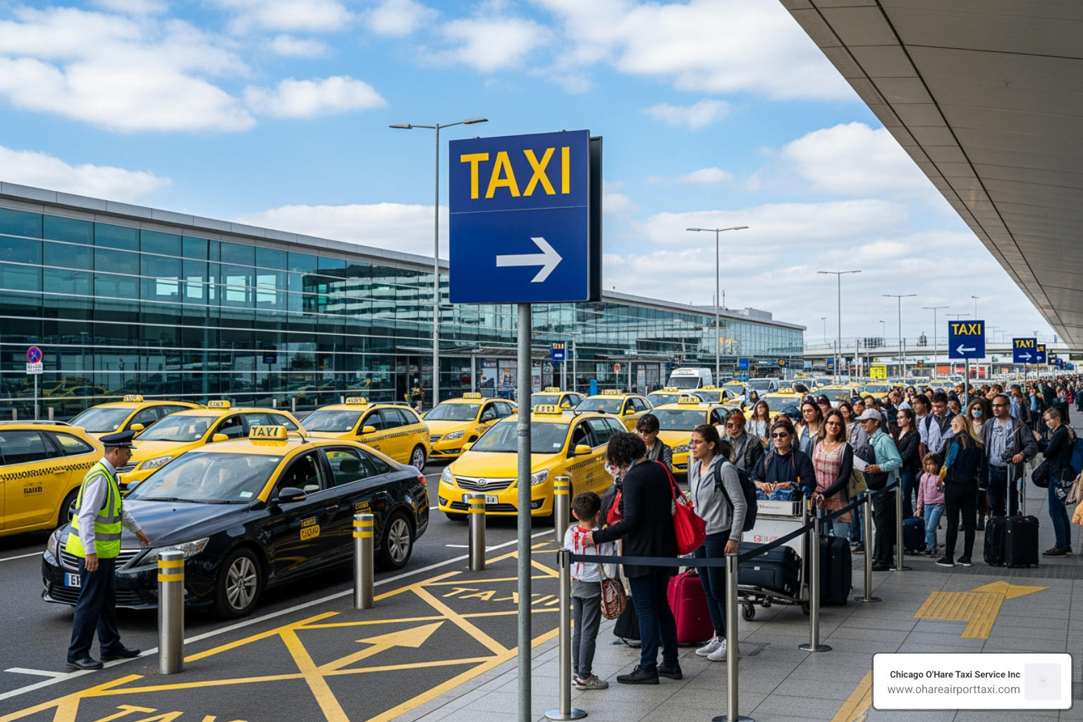 An airport's clearly marked, official taxi rank - taxi for airport drop An airport's clearly marked, official taxi rank - taxi for airport drop