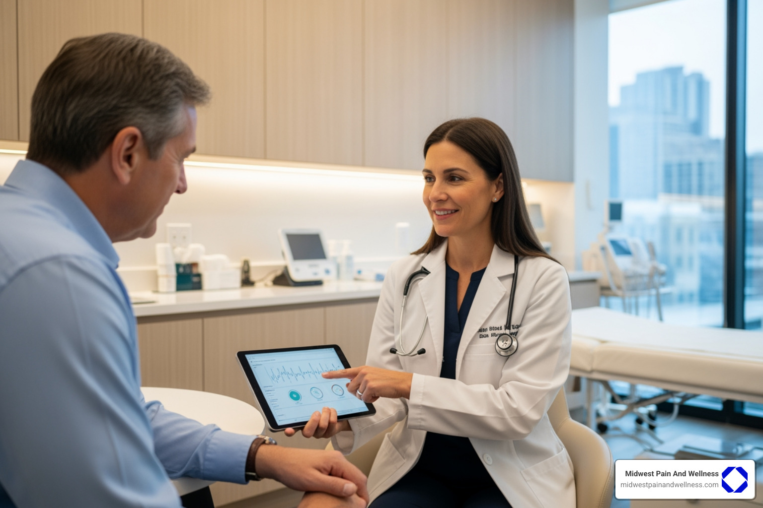 doctor consulting with a patient about their treatment plan - headache clinic burbank il