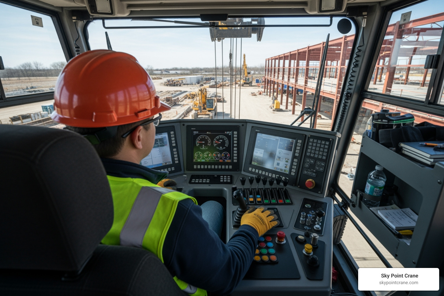 certified crane operator inspecting equipment controls - crane services in Ohio certified crane operator inspecting equipment controls - crane services in Ohio