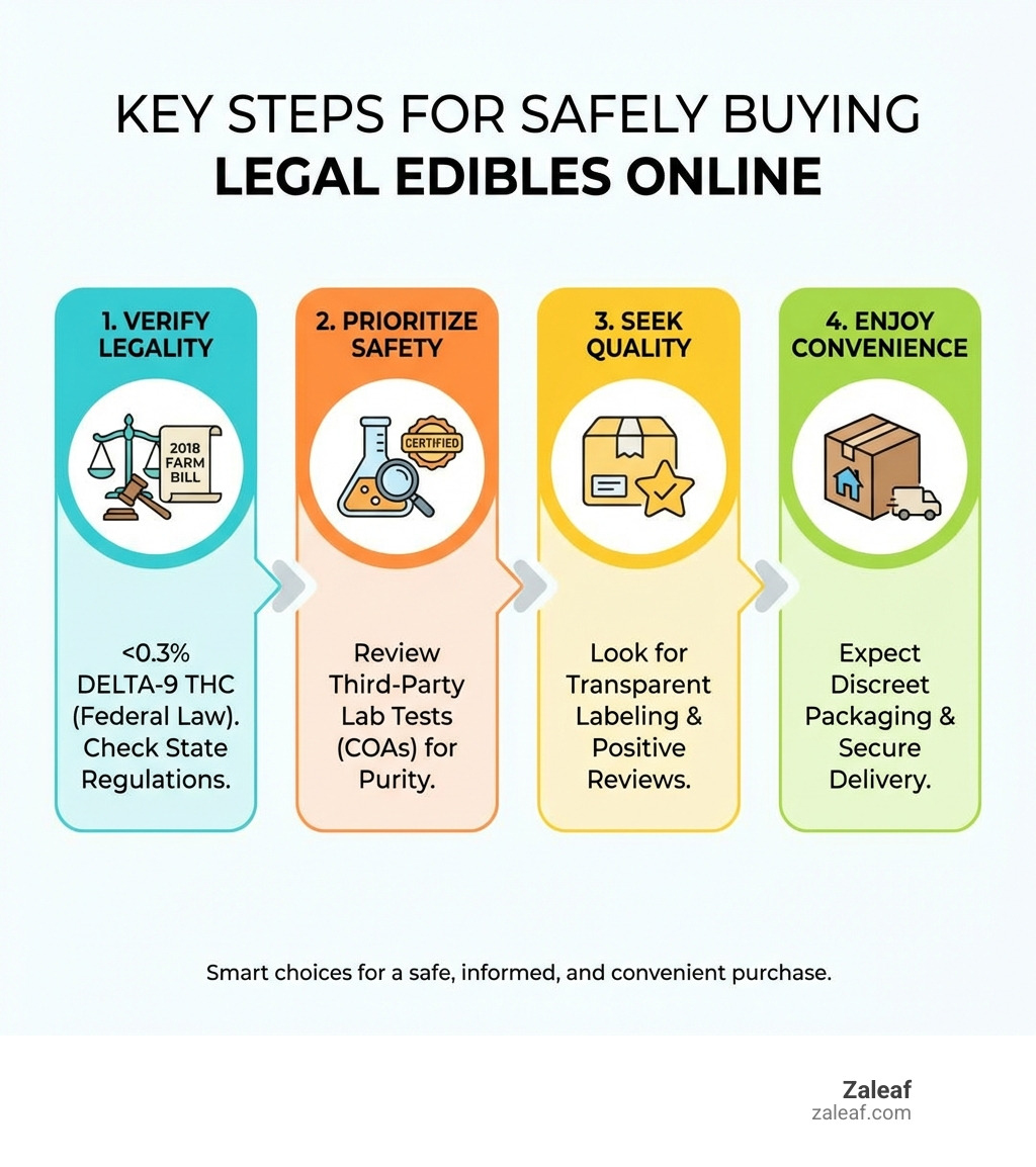 Key steps for safely buying legal edibles online - buy legal edibles online infographic 