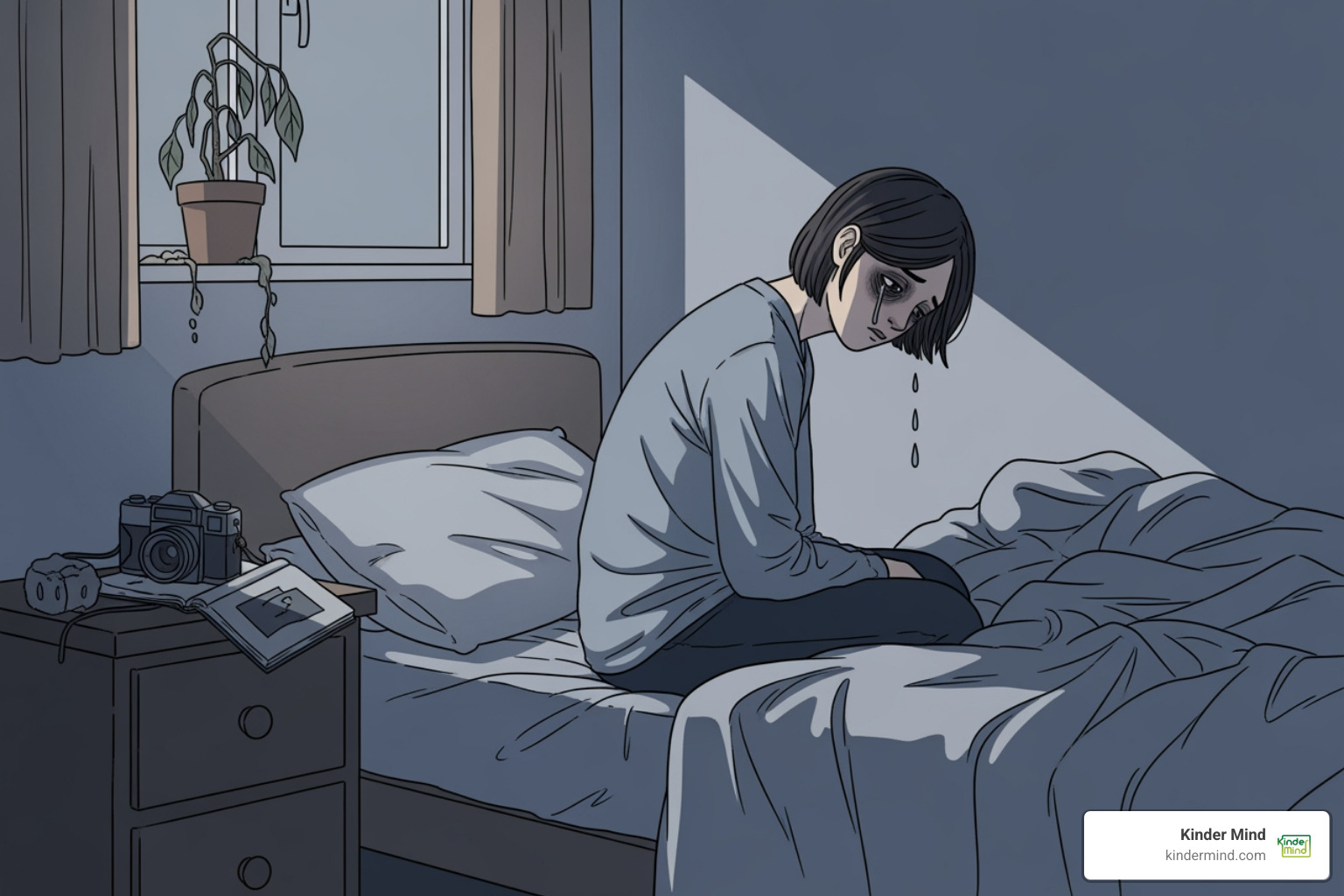 Symptoms of depression illustrated with various emotional and physical cues - Virtual depression treatment