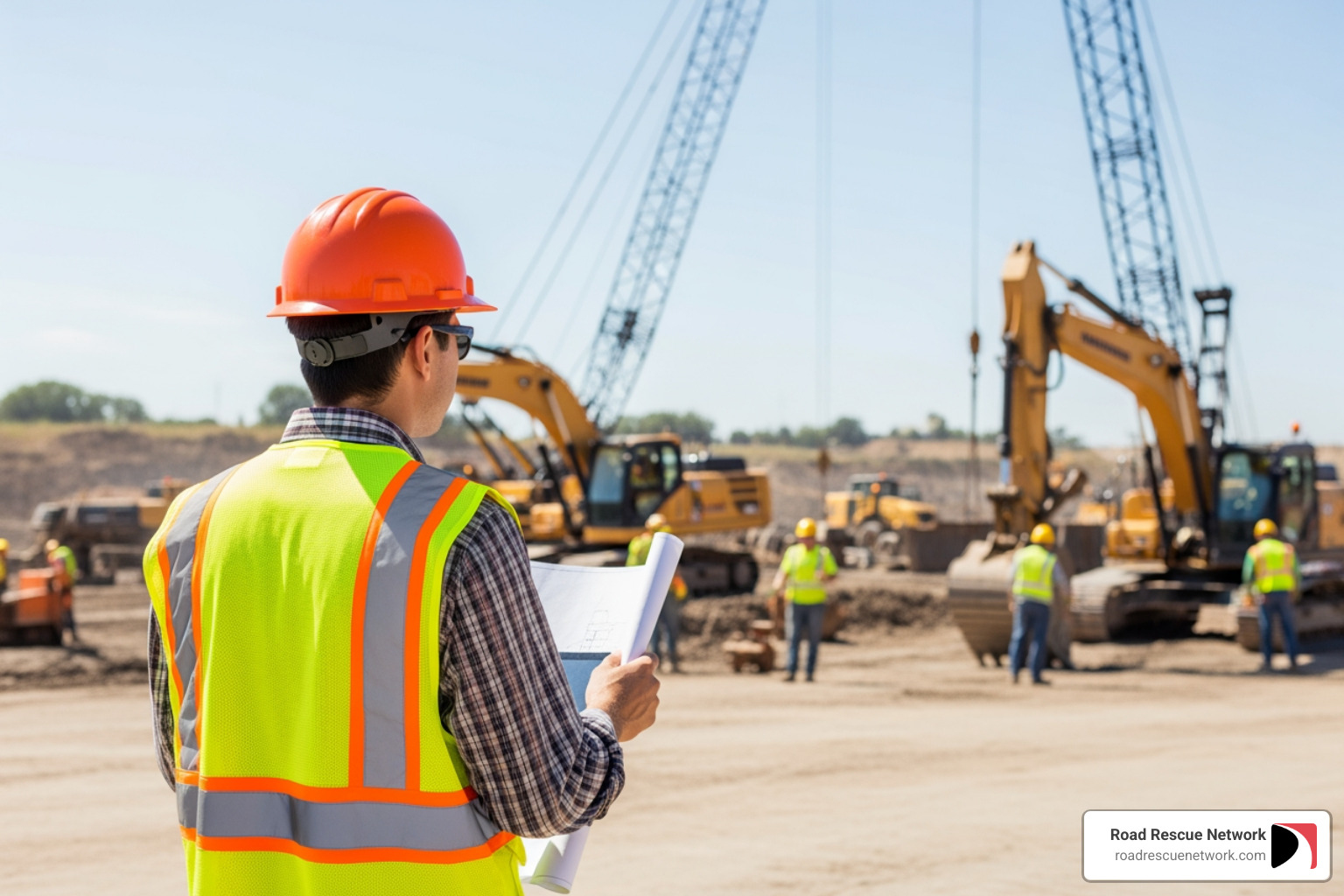 construction site manager overseeing work without worrying about fueling equipment - fuel delivery vancouver wa