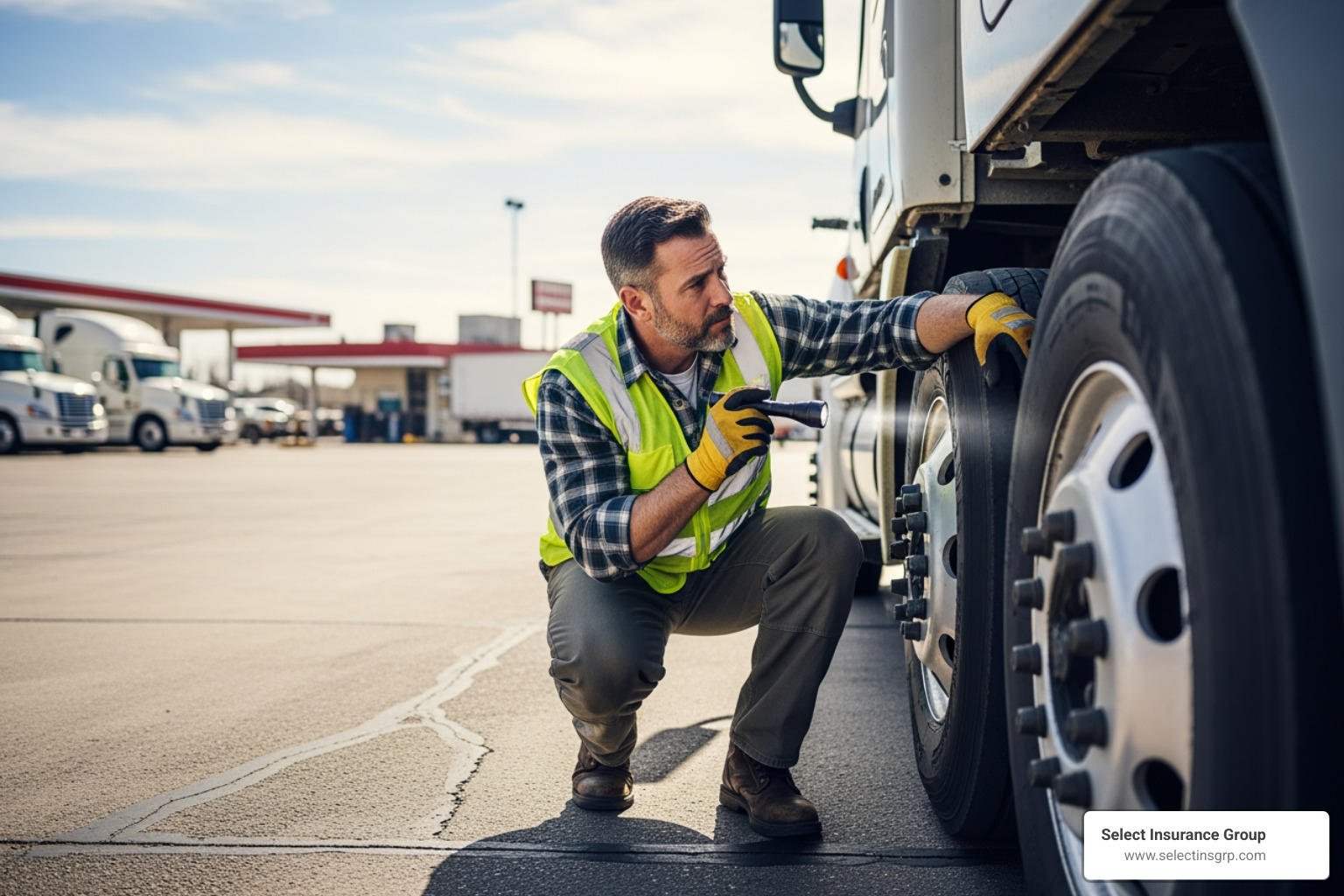 truck driver inspecting semi-truck - commercial truck insurance truck driver inspecting semi-truck - commercial truck insurance