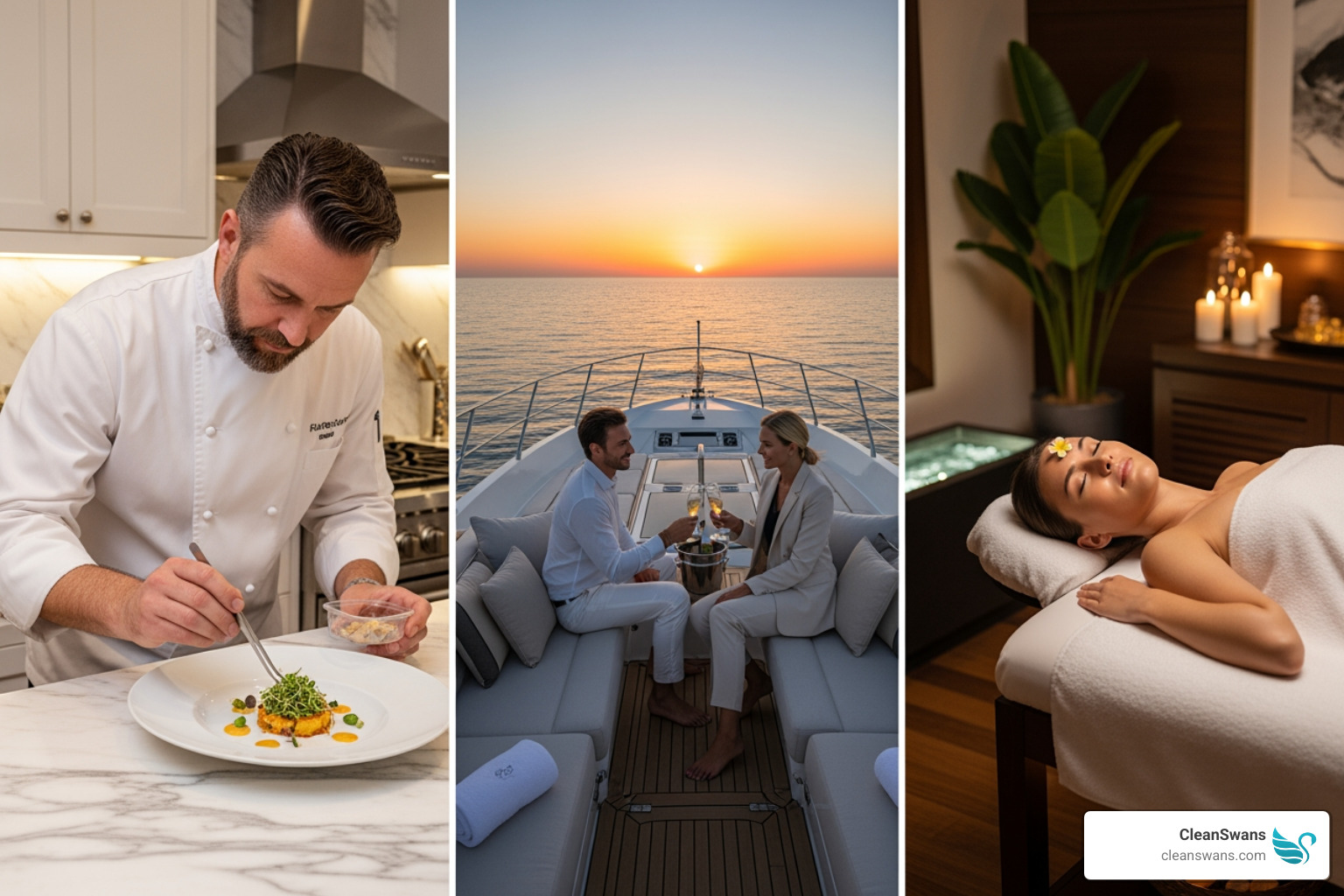 variety of luxury experiences like a private chef preparing a meal in a luxury home - White glove concierge