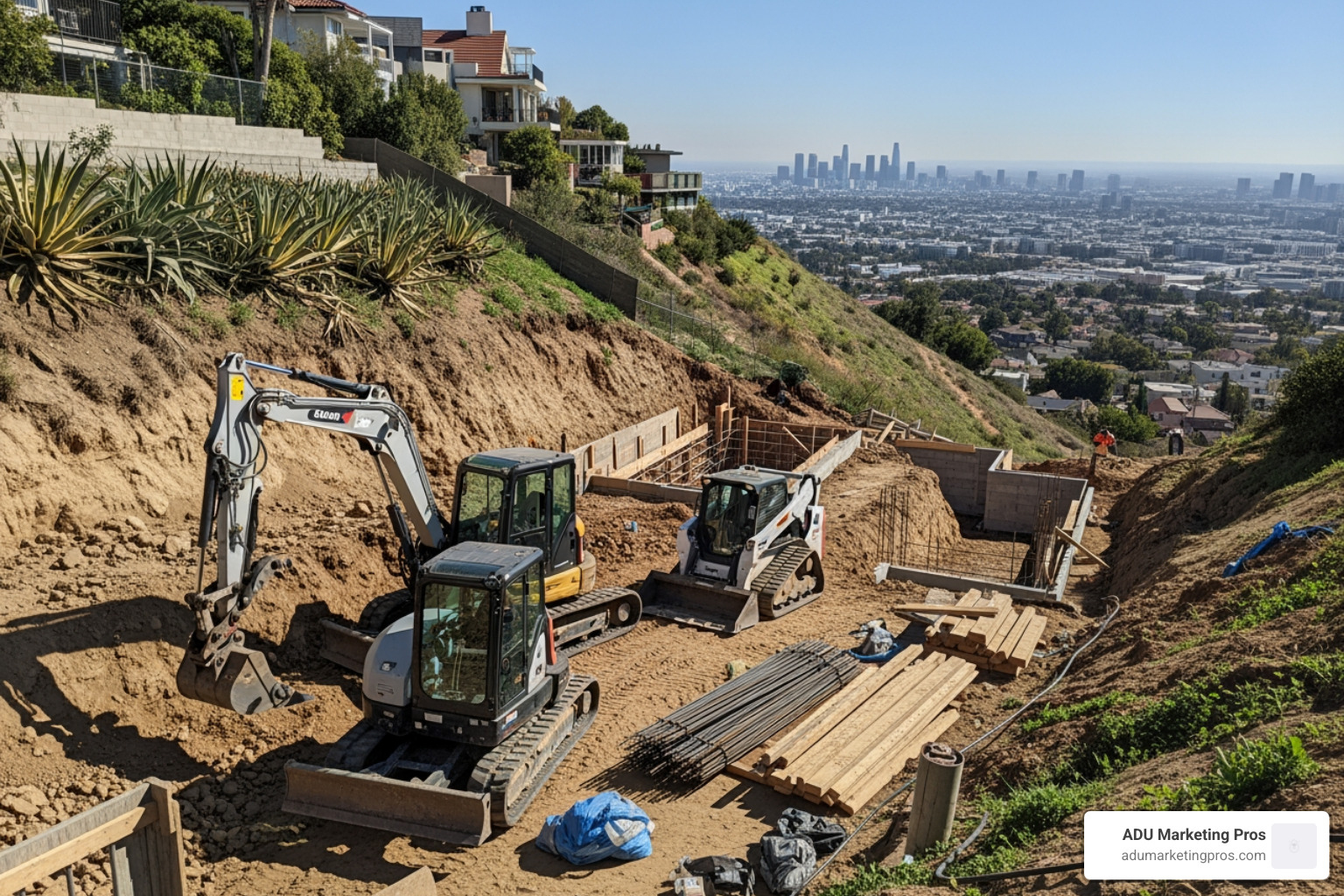 challenging hillside property requiring significant site preparation for an ADU - accessory dwelling unit cost los angeles