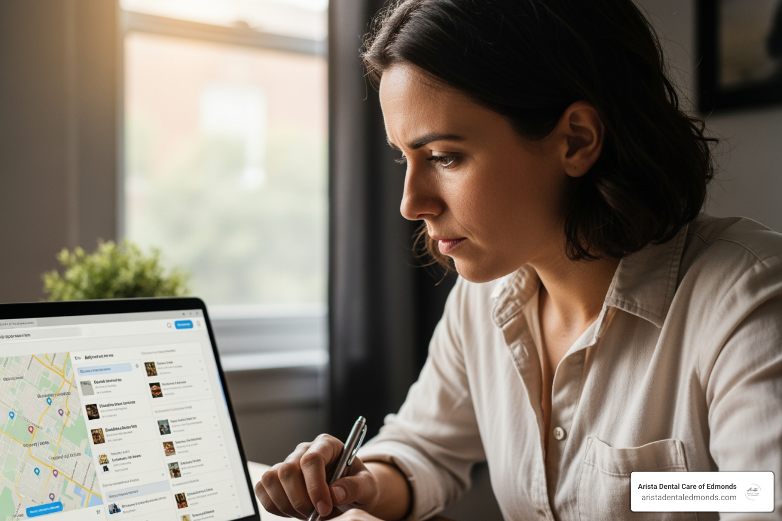 person using a laptop to search for local dentists - dentist accepting new patients