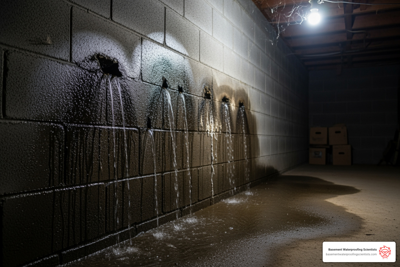 water seeping through a concrete block wall - water sealer for basement walls