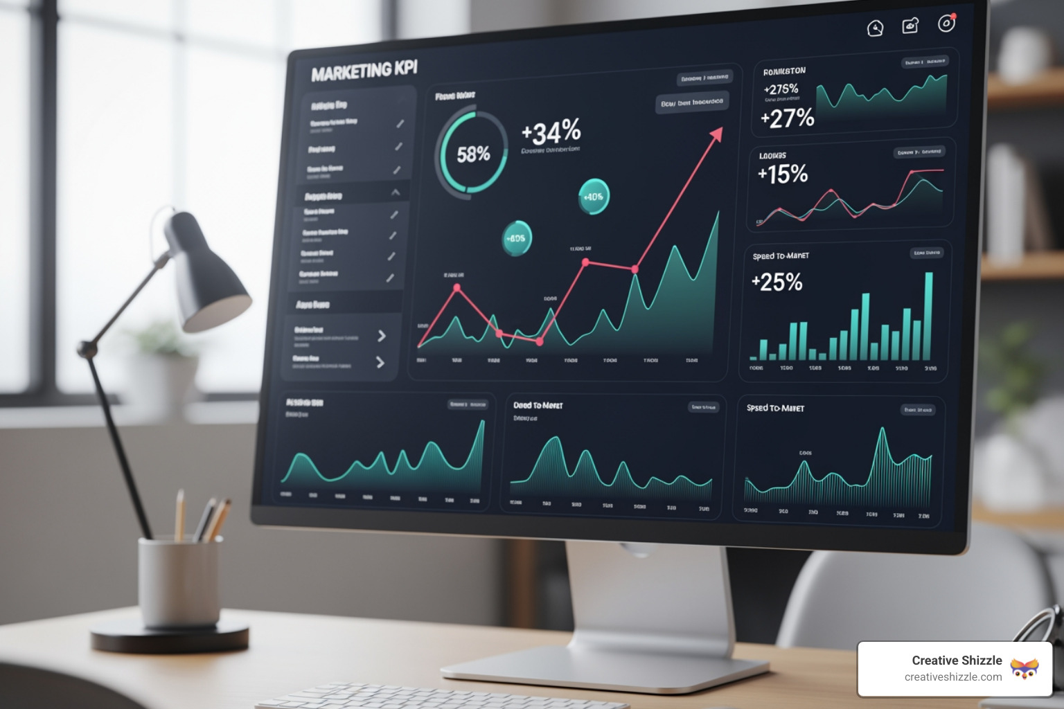 dashboard showing upward trends in key marketing KPIs like conversion rate and speed-to-market - Agile marketing services